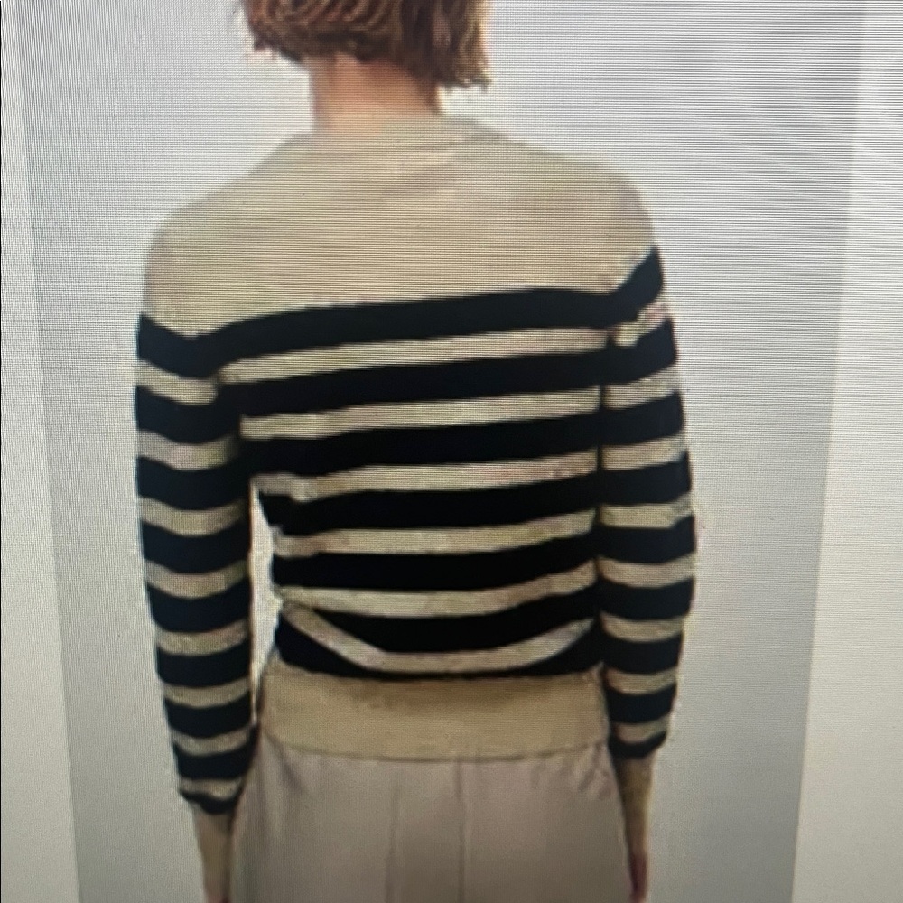 Zara Strip Sweater with rhinestone Buttons alpaca blend SzL - Picture 2 of 8